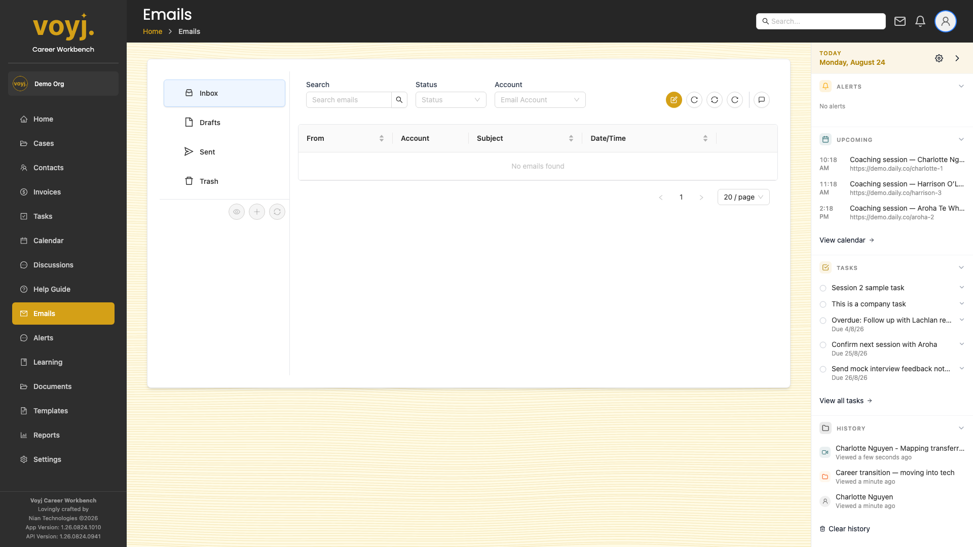 Voyj Inbox showing unread conversations grouped by contact, with the compose button in the top right.
